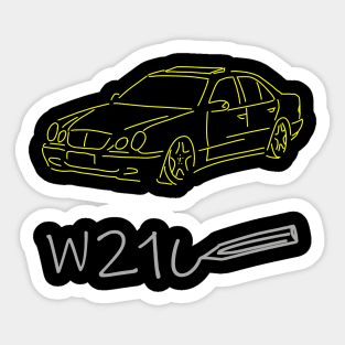 Mercedes W210 front  sketch grey yellow Sticker